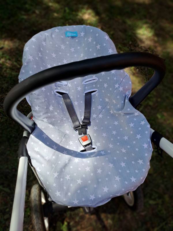 Liberina presvlaka za kolica - bebi auto sedište od pamučnog muslina - Zvezdice